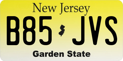 NJ license plate B85JVS