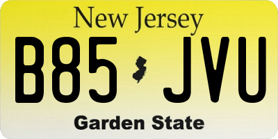 NJ license plate B85JVU