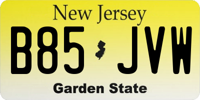 NJ license plate B85JVW
