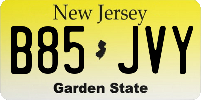 NJ license plate B85JVY