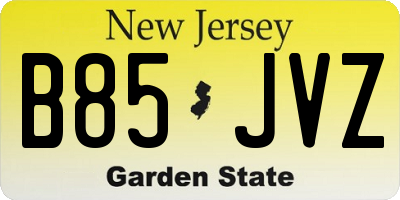 NJ license plate B85JVZ