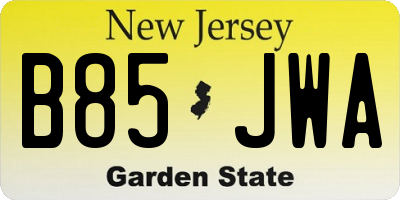 NJ license plate B85JWA