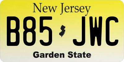 NJ license plate B85JWC