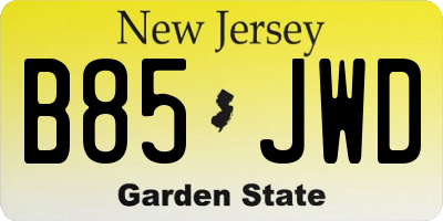 NJ license plate B85JWD