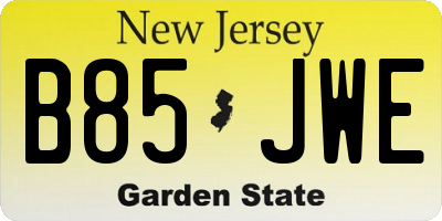 NJ license plate B85JWE