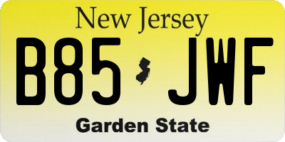 NJ license plate B85JWF