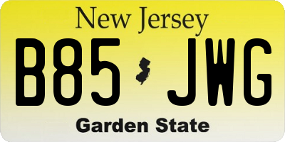NJ license plate B85JWG