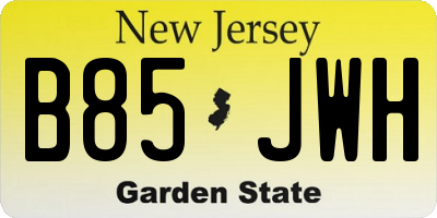 NJ license plate B85JWH