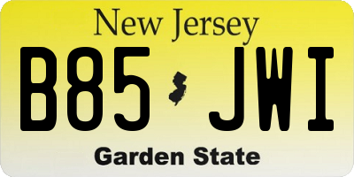 NJ license plate B85JWI