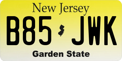 NJ license plate B85JWK