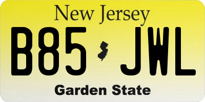 NJ license plate B85JWL