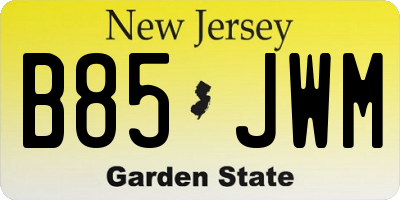 NJ license plate B85JWM