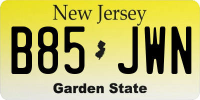 NJ license plate B85JWN