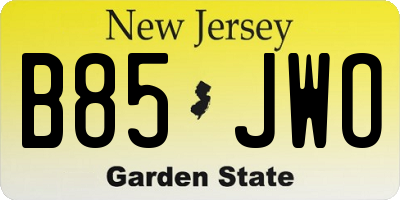 NJ license plate B85JWO