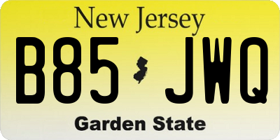 NJ license plate B85JWQ