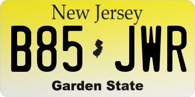 NJ license plate B85JWR