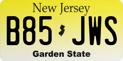 NJ license plate B85JWS
