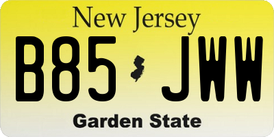 NJ license plate B85JWW