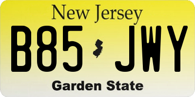 NJ license plate B85JWY