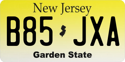 NJ license plate B85JXA