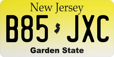 NJ license plate B85JXC