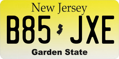 NJ license plate B85JXE