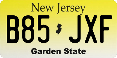 NJ license plate B85JXF