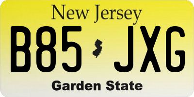 NJ license plate B85JXG