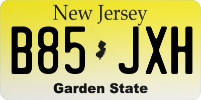 NJ license plate B85JXH