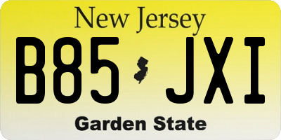 NJ license plate B85JXI