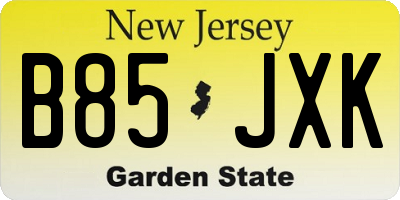 NJ license plate B85JXK