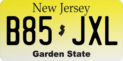 NJ license plate B85JXL