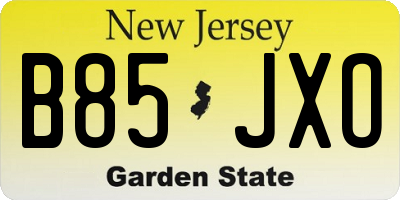 NJ license plate B85JXO
