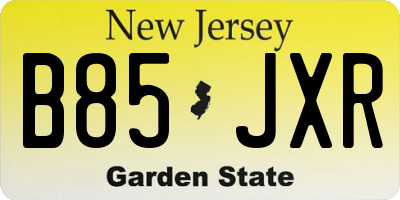 NJ license plate B85JXR