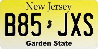 NJ license plate B85JXS
