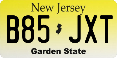 NJ license plate B85JXT