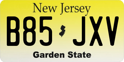 NJ license plate B85JXV