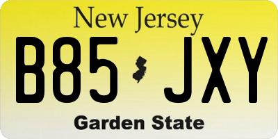 NJ license plate B85JXY