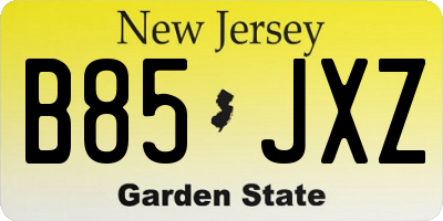 NJ license plate B85JXZ
