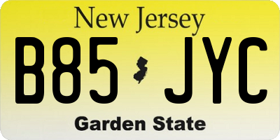 NJ license plate B85JYC