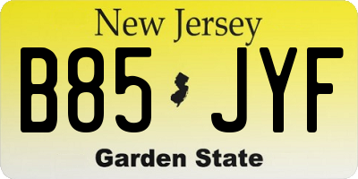 NJ license plate B85JYF