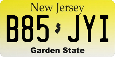 NJ license plate B85JYI