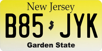 NJ license plate B85JYK