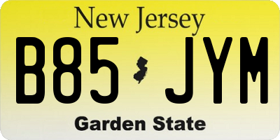 NJ license plate B85JYM