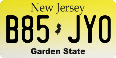 NJ license plate B85JYO