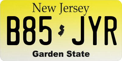 NJ license plate B85JYR
