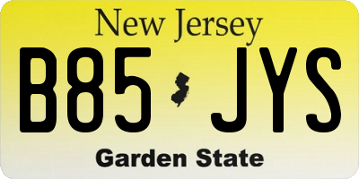 NJ license plate B85JYS