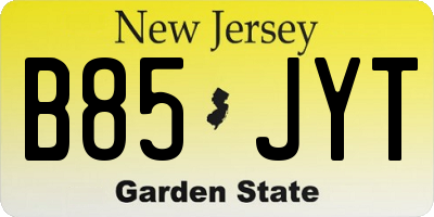 NJ license plate B85JYT