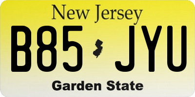 NJ license plate B85JYU