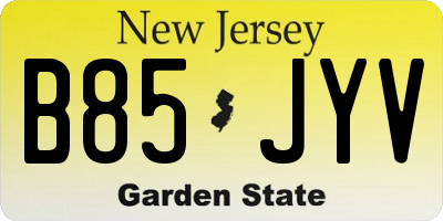 NJ license plate B85JYV